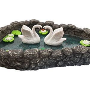 GlitZGlam Swan Miniature Pond - Love is in The air! A Miniature Swan Lake for a Miniature Fairy Garden and Miniature Garden Accessories