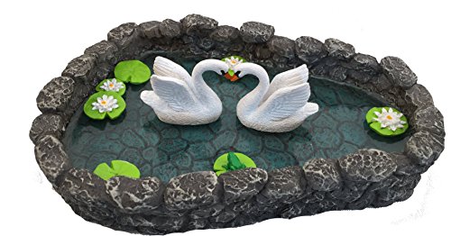 GlitZGlam Swan Miniature Pond - Love is in The air! A Miniature Swan Lake for a Miniature Fairy Garden and Miniature Garden Accessories