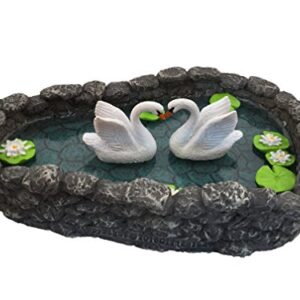 GlitZGlam Swan Miniature Pond - Love is in The air! A Miniature Swan Lake for a Miniature Fairy Garden and Miniature Garden Accessories