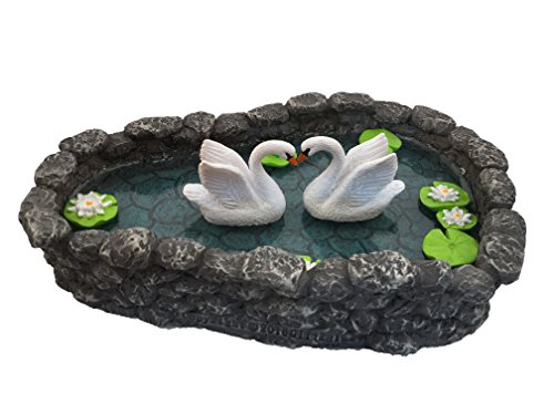 GlitZGlam Swan Miniature Pond - Love is in The air! A Miniature Swan Lake for a Miniature Fairy Garden and Miniature Garden Accessories