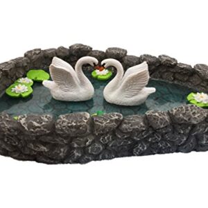 GlitZGlam Swan Miniature Pond - Love is in The air! A Miniature Swan Lake for a Miniature Fairy Garden and Miniature Garden Accessories