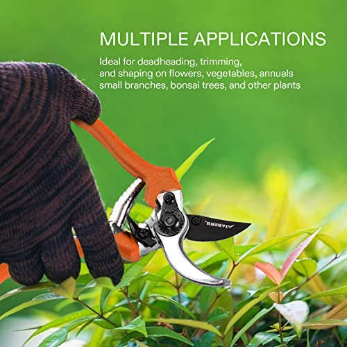 VIVOSUN 8” Premium Bypass Pruning Shears, Strong Garden Clippers, Durable Hand Pruner, Tree Trimmers for Bushes, Stems, and Flowers, Orange