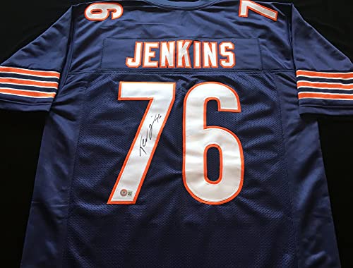 Teven Jenkins Signed Autographed Blue Football Jersey with Beckett COA - Chicago Bears Offensive Tackle - Size XL