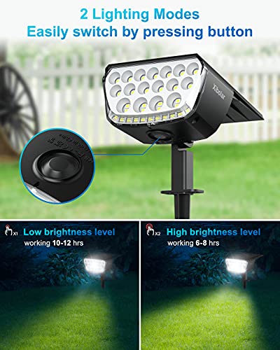 Xibolar Solar Spot Lights Outdoor [2 Pack], 32 LED Solar Powered Landscape Spotlights, IP65 Waterproof Solar Outdoor Lights, Auto On/Off 2 Modes Lighting for Yard Pathway Porch Patio(Cool White)