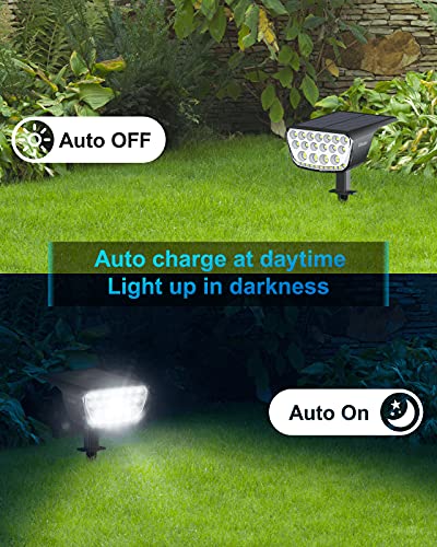 Xibolar Solar Spot Lights Outdoor [2 Pack], 32 LED Solar Powered Landscape Spotlights, IP65 Waterproof Solar Outdoor Lights, Auto On/Off 2 Modes Lighting for Yard Pathway Porch Patio(Cool White)