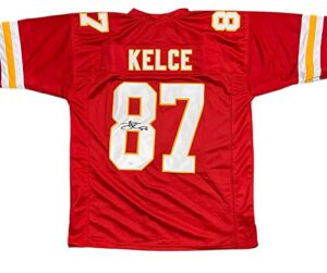 travis kelce kansas city chiefs signed autograph red custom jersey jsa certified