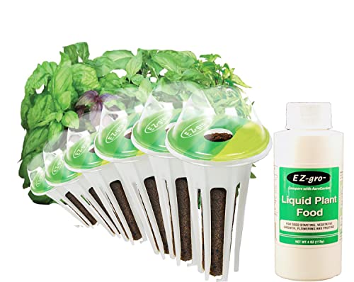 EZ-gro International Basil Seed Pod Kit (7 Pod) - Compatible with Aerogarden Seed Pod Kit - Pre-Seeded Seed Pods for Hydroponic Garden - 4 oz Hydroponic Nutrients for Smart Garden