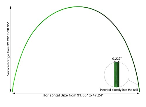 Garden Hoops for Raised Beds Hoop House Greenhouse Hoops for Garden Beds Green House Hoops for Garden Netting Wire Hoops Garden Tunnel Garden Hoops for Row Cover Hoops Fiberglass 6.56ft+1.31ft (6Pack)