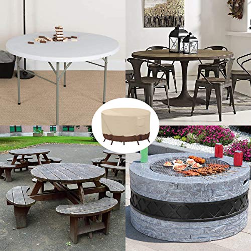 Vailge Round Patio Furniture Covers, 100% Waterproof Outdoor Table Chair Set Covers, Anti-Fading Cover for Outdoor Furniture Set, UV Resistant, 110"DIAx28"H, Beige & Brown