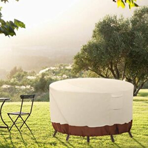 Vailge Round Patio Furniture Covers, 100% Waterproof Outdoor Table Chair Set Covers, Anti-Fading Cover for Outdoor Furniture Set, UV Resistant, 110"DIAx28"H, Beige & Brown