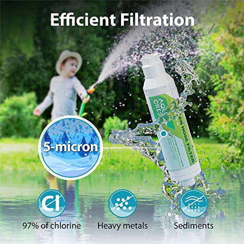 AQUACREST Garden Hose Water Filter with Hose Protector, Improve Plants Health, Reduces Chlorine, Odor, Calcium, Ideal for Gardening, Farming and Pets