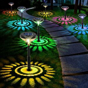 Juylux Solar Pathway Lights 8 Pack, Solar Lights Outdoor Garden Color Changing/Warm White Lights up to 13 Hrs, Bright Solar Powered Path Lights for Yard Backyard Walkway Driveway Landscape Decorative