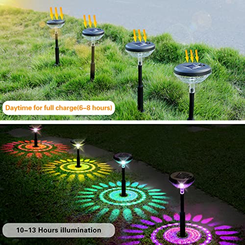 Juylux Solar Pathway Lights 8 Pack, Solar Lights Outdoor Garden Color Changing/Warm White Lights up to 13 Hrs, Bright Solar Powered Path Lights for Yard Backyard Walkway Driveway Landscape Decorative