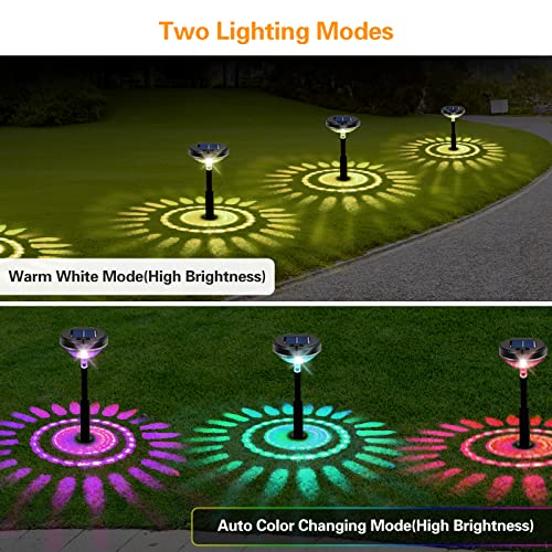 Juylux Solar Pathway Lights 8 Pack, Solar Lights Outdoor Garden Color Changing/Warm White Lights up to 13 Hrs, Bright Solar Powered Path Lights for Yard Backyard Walkway Driveway Landscape Decorative