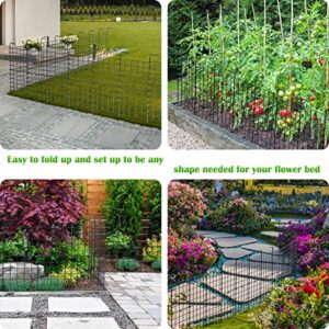 32 Pack Decorative Garden Fence Outdoor 24in x 22ft Coated Metal RustProof Landscape Wrought Iron Wire Border Folding Patio Fences Flower Bed Fencing Barrier Section Panels Decor Picket Edging