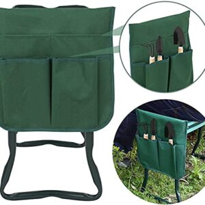 Smartxchoices Folding Garden Kneeler Seat Garden Bench Stool with Handles, Multi-use Pouch, Heavy Duty Yard Gardening Chair with Soft Kneeling Pad,Green