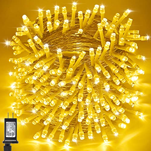 ZHOUDUIDUI Christmas Lights Outdoor, 800LED 330FT Warm White String Lights, 8 Mode Plug in Waterproof Decor Twinkle Lights for Bedroom Xmas Thanksgiving Wedding Party Garden Yard Tree Decoration