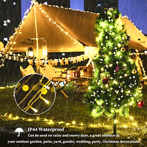 ZHOUDUIDUI Christmas Lights Outdoor, 800LED 330FT Warm White String Lights, 8 Mode Plug in Waterproof Decor Twinkle Lights for Bedroom Xmas Thanksgiving Wedding Party Garden Yard Tree Decoration