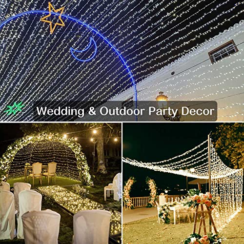 ZHOUDUIDUI Christmas Lights Outdoor, 800LED 330FT Warm White String Lights, 8 Mode Plug in Waterproof Decor Twinkle Lights for Bedroom Xmas Thanksgiving Wedding Party Garden Yard Tree Decoration