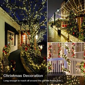 ZHOUDUIDUI Christmas Lights Outdoor, 800LED 330FT Warm White String Lights, 8 Mode Plug in Waterproof Decor Twinkle Lights for Bedroom Xmas Thanksgiving Wedding Party Garden Yard Tree Decoration