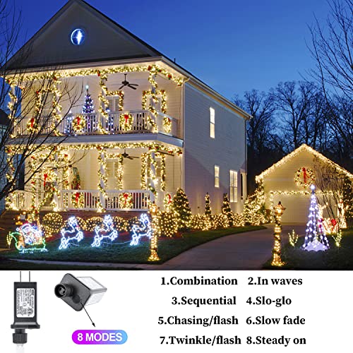 ZHOUDUIDUI Christmas Lights Outdoor, 800LED 330FT Warm White String Lights, 8 Mode Plug in Waterproof Decor Twinkle Lights for Bedroom Xmas Thanksgiving Wedding Party Garden Yard Tree Decoration