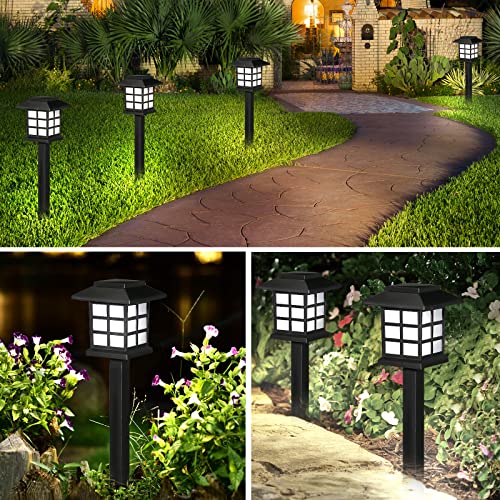 PARTPHONER Solar Outdoor Pathway Lights 16 Pack, Waterproof Garden Walkway Lights Solar Powered, Outside LED Lanscape Lights for Path Yard Patio Lawn Driveway, Cold White 5000K