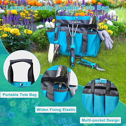 Gardening Tools, Carsolt 7 Piece Heavy Duty Stainless Steel Garden Tools Set with Ergonomic Rubber Handle. Variety of Gardening Hand Tools for Planting Gardening Kit with Gift Box Ideal Garden Gifts