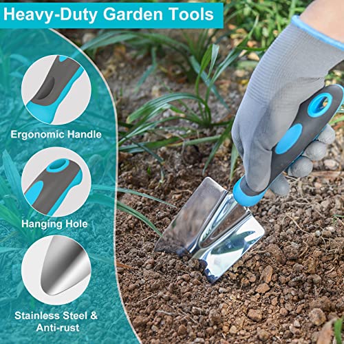 Gardening Tools, Carsolt 7 Piece Heavy Duty Stainless Steel Garden Tools Set with Ergonomic Rubber Handle. Variety of Gardening Hand Tools for Planting Gardening Kit with Gift Box Ideal Garden Gifts