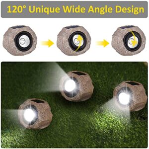 Solar Lights Outdoor Decorative(2pcs), Super Bright Solar Spot Garden Lights, Solar Rock Lights, IP65 Waterproof Solar Pathway Lights, Solar Lights for Garden Yard Walkway Pathway Patio - Cold Light