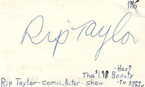 rip taylor comedian actor tv host movie autographed signed index card jsa coa