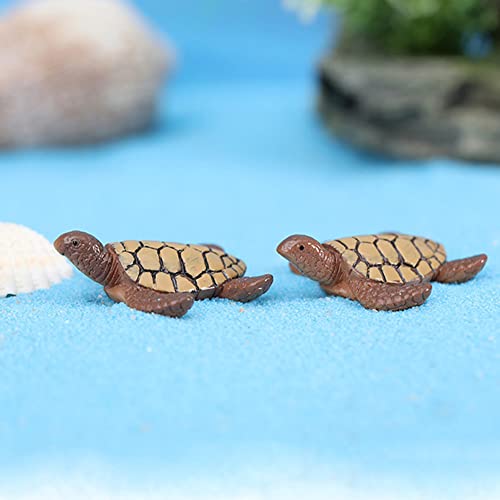 MAOMIA 10 Pcs Resin Beach Sea Turtle Miniature Figurines, Fish Tank Decoration Fairy Garden Dollhouse Landscape Decor Ornament