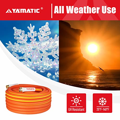 YAMATIC Heavy Duty Garden Hose 5/8 in x 50 ft, Ultra Flexible Water Hose, Drinking Water Safe, All-weather, Lightweight, Burst 600 PSI