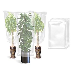 sirozi 3 pack plant protection film cover, 44″ x 27.5″ winter transparent plant freeze protection bags outdoors garden greenhouse plant frost cover bags