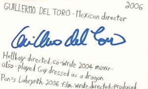 guillermo del toro mexican director movie autographed signed index card jsa coa
