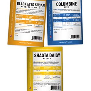 Perennial Flower Seeds for Planting Outdoors (5 Variety Pack) Lupine, Columbine, Echinacea Purple Coneflower, Black Eyed Susan, Shasta Daisy for Pollinators Wildflower Seed by Gardeners Basics