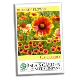“blanketflower” common gaillardia indian perennial flower seeds, 500+ premium heirloom seed, (gaillardia aristata), 95% germination, (isla’s garden seeds), non gmo seeds, great flower garden gift
