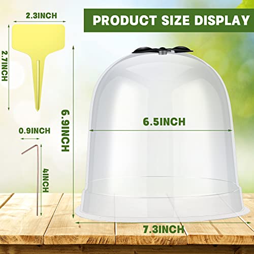 Remerry 20 Pack Garden Cloche Clear Bell Covers Freeze Protection Humidity Domes Plastic Dome 7.3 x 6.7 Inch with 60 Ground Securing Pegs and Plant Labels for Plants Seed Starting Greenhouse