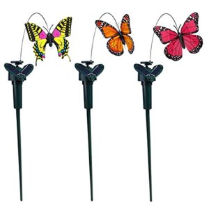 3Pcs Butterfly Garden Stakes Decorative - Solar Butterfly Garden Decor Butterfly Outdoor Decor Yard Ornaments Battery Operated - Solar Christmas Ornaments Decorative Butterflies (Battery NOT INCLUDED)