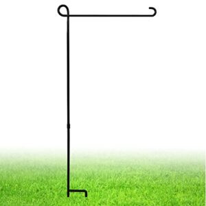 esttop garden flag stand, thickened pole sturdy straight premium metal yard flag holder weather-proof flagpole with stopper and clip fit for seasonal garden flag