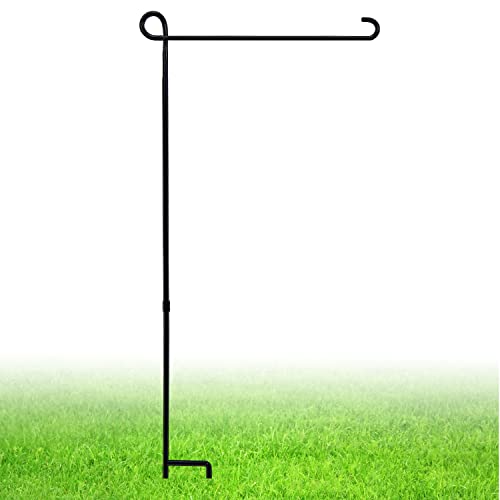 ESTTOP Garden Flag Stand, Thickened Pole Sturdy Straight Premium Metal Yard Flag Holder Weather-Proof Flagpole with Stopper and Clip Fit for Seasonal Garden Flag