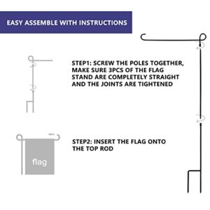 ESTTOP Garden Flag Stand, Thickened Pole Sturdy Straight Premium Metal Yard Flag Holder Weather-Proof Flagpole with Stopper and Clip Fit for Seasonal Garden Flag