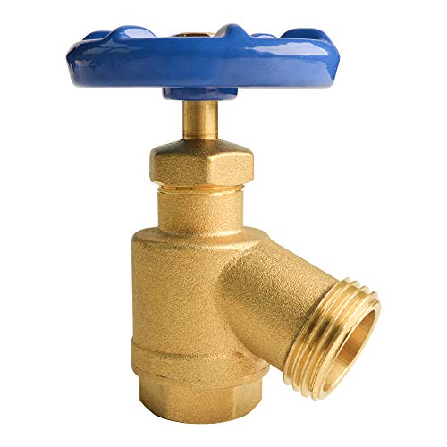 HYDRO MASTER Brass Garden Valve Bent Nose 1/2" FNPT x 3/4" MNH Fit Most Garden Hoses