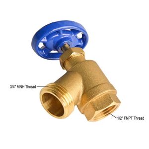 HYDRO MASTER Brass Garden Valve Bent Nose 1/2" FNPT x 3/4" MNH Fit Most Garden Hoses