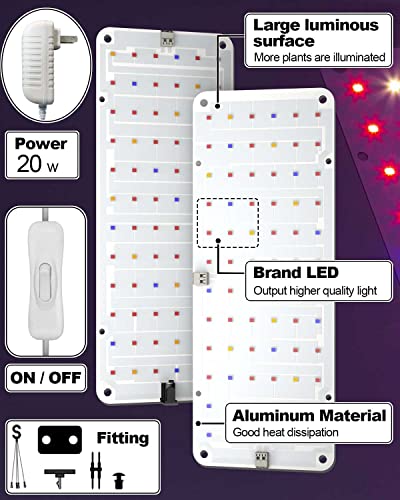 DOMMIA Grow Lights for Indoor Plants, 20W Ultra-Thin Invisible Plant Light, Full Spectrum Led Grow Lamp with 144 LEDs, DIY Assembly Grow Light Strip for Indoor Garden Greenhouse Aquarium Hydroponic