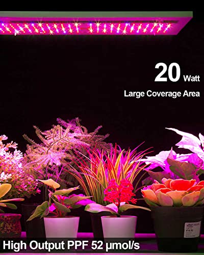 DOMMIA Grow Lights for Indoor Plants, 20W Ultra-Thin Invisible Plant Light, Full Spectrum Led Grow Lamp with 144 LEDs, DIY Assembly Grow Light Strip for Indoor Garden Greenhouse Aquarium Hydroponic