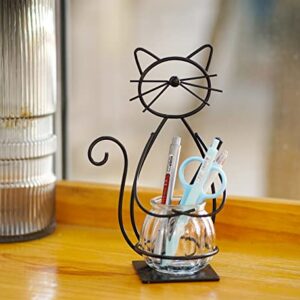 Joyathome Desktop Glass Planter Vase Holder, Metal Cat Plant Terrarium Stand for Plants Creative Decorations for Home Patio Lawn Garden