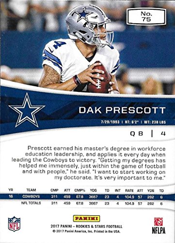 2017 Panini Rookies and Stars #75 Dak Prescott Dallas Cowboys