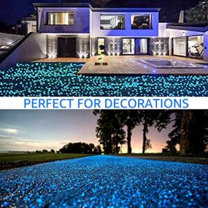 HTWNK 1000pcs Glowing Rocks Glow in The Dark Pebbles for Outdoor Decor, Garden, Patio, Lawn,(Blue)