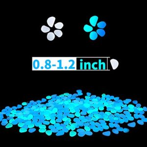 HTWNK 1000pcs Glowing Rocks Glow in The Dark Pebbles for Outdoor Decor, Garden, Patio, Lawn,(Blue)