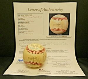 1985 world series st. louis for cardinals signed ball 25 signatures full jsa letter